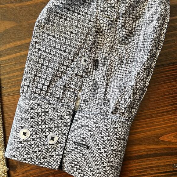 Nick Graham | Men’s Blue Modern Fit Long Sleeve Dress Shirt | Size Large | 0031 - Picture 9 of 10